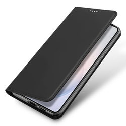 Чехол книжка из кожи черного цвета для Samsung Galaxy S26+ Плюс, серия Skin Pro Series от Dux Ducis