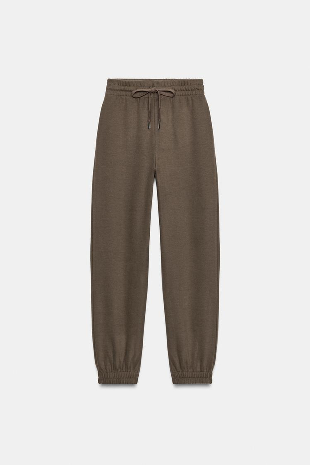 ZARA БАЗОВЫЕ БРЮКИ С МАНЖЕТАМИ, ТЕМНЫЙ СЕРО-КОРИЧНЕВЫЙ