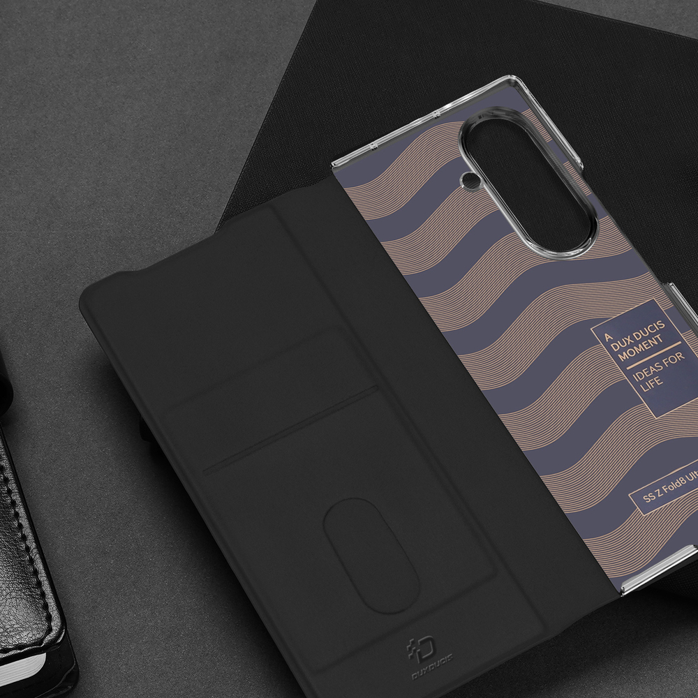 Чехол из кожи черного цвета для Samsung Galaxy Z Fold 8 Ultra, поддержка беспроводной зарядки, серия Bril Series Case (Magnetic Version) от Dux Ducis