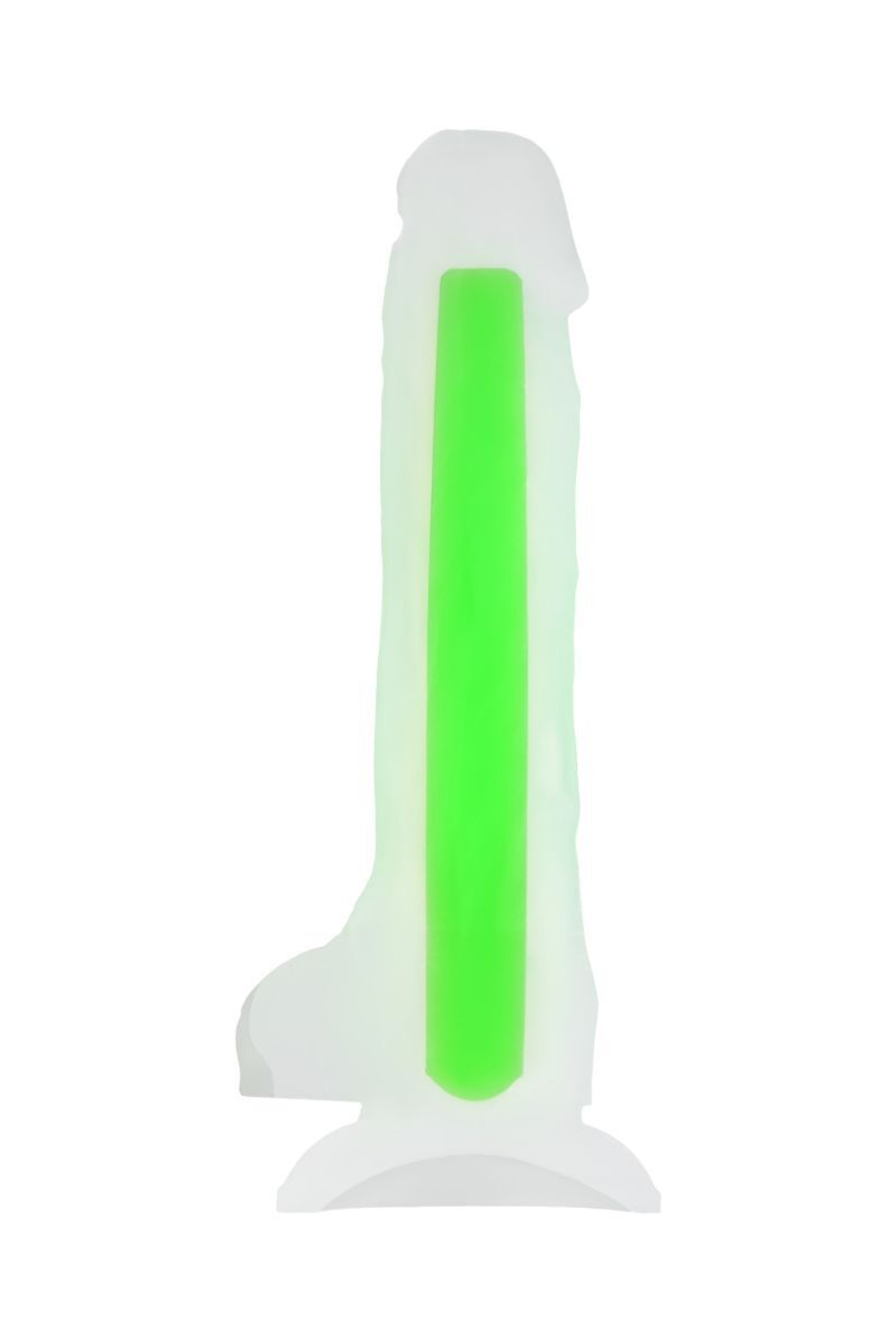 Прозрачно-зеленый фаллоимитатор, светящийся в темноте, Clark Glow - 22 см. (Цвет: зеленый)