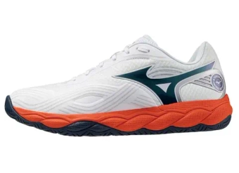 Мужские кроссовки теннисные Mizuno Wave Enforce Court 2 AC - white/insignia blue/orange