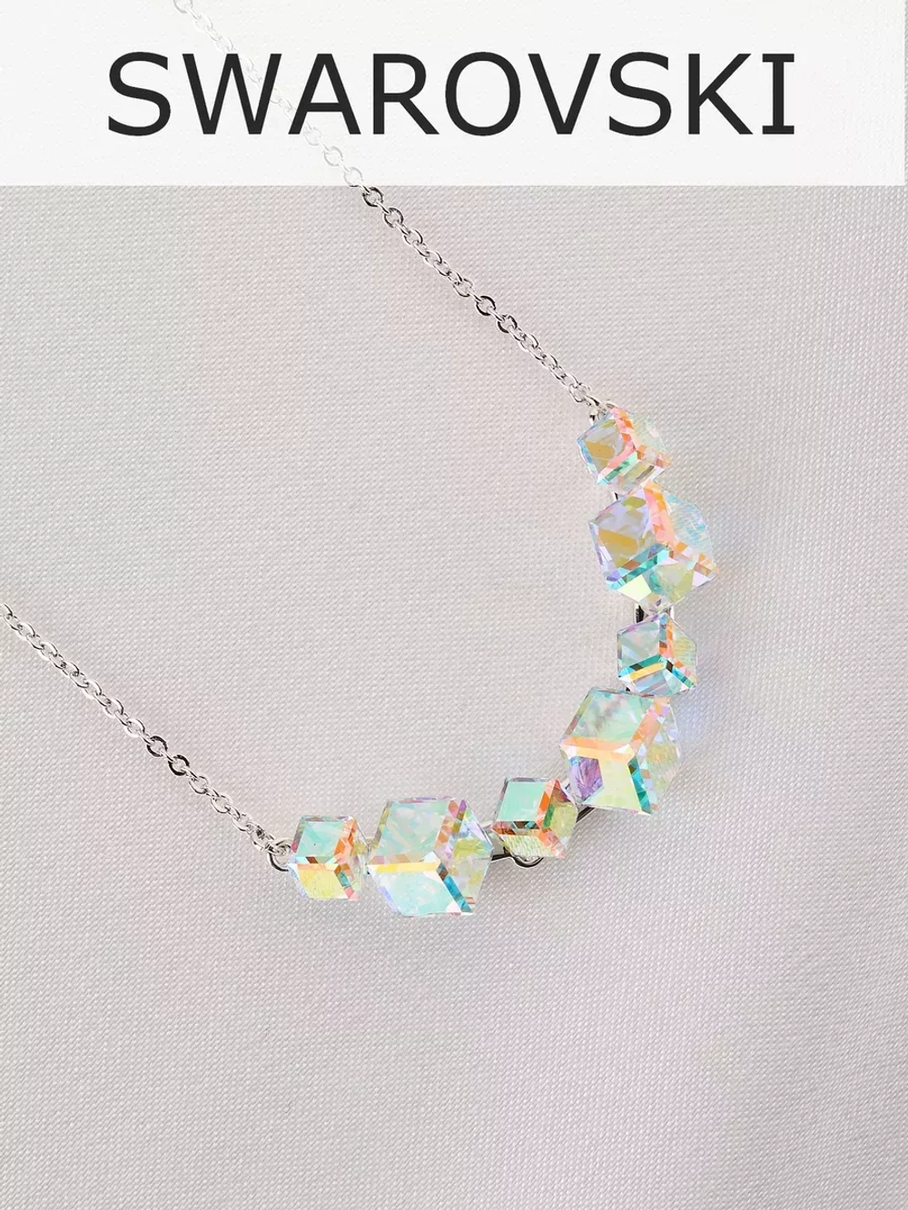 Колье дуга Мираж с кристаллами-хамелеонами Swarovski
