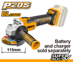 Аккумуляторная угловая шлифмашина 115мм INGCO CAGLI201158 SUPER SELECT