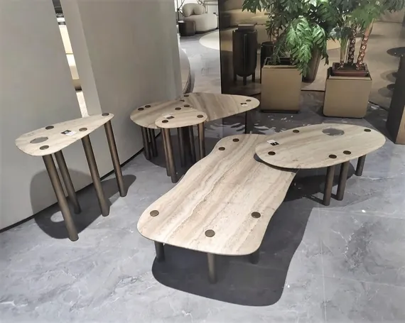 Консоль 4907, 160х76 см, мрамор Grey Travertine