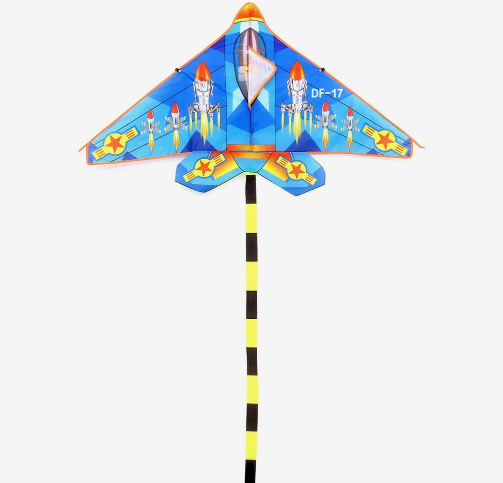 Воздушный змей «Самолёт» с леской, цвет синий
