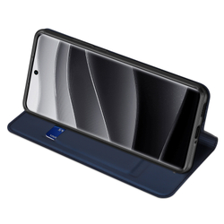 Чехол книжка из PU кожи синего цвета от Dux Ducis для Xiaomi Redmi Note 14 Pro+ 5G, серия Skin Pro Series Case