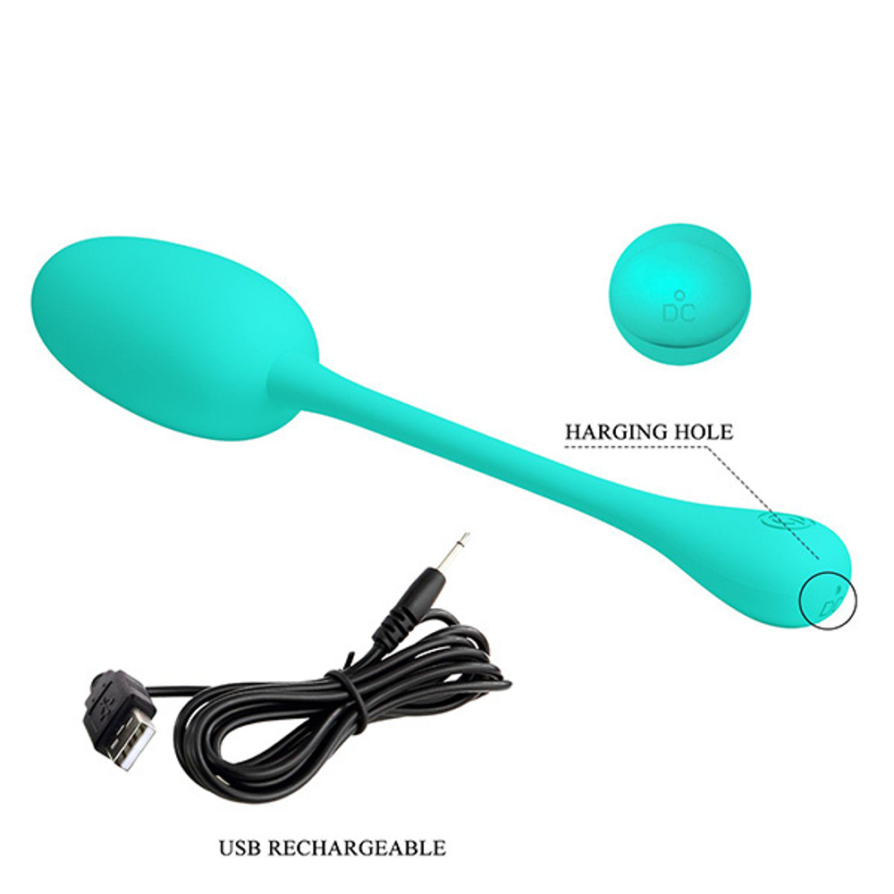 Бирюзовое перезаряжаемое виброяйцо 18,6см Pretty Love Knucker BI-014786-4
