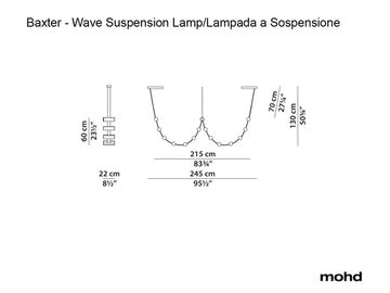 Baxter Wave Suspension Lamp, Burnished Brass and Chocolate Leather