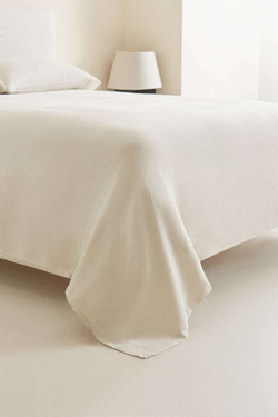 ZARA HOME ПОКРЫВАЛО ИЗ ПОСТИРАННОГО ЛЬНА, ПЕСОЧНЫЙ