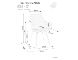 Стул SIGNAL SERVIO Velvet Bluvel 40 темно-бежевый/черный, поворотный