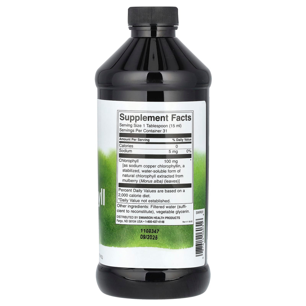 Swanson Vitamins, Жидкий хлорофилл, 100 мг, 473 мл (16 жидк. унц.)