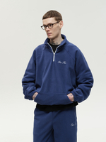 Drawstring Half-Zipped Sweatshirt Navy Smoke