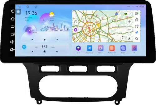 Магнитола для Ford Mondeo 4 2007-2010 (рамка чёрная) - FarCar S500-TS18 монитор 12.3" 2K QLED на Android 14, Быстрая, CarPlay, 4G SIM-слот