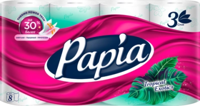 Papia Туалетная бумага Тропическая экзотика 3сл 8р