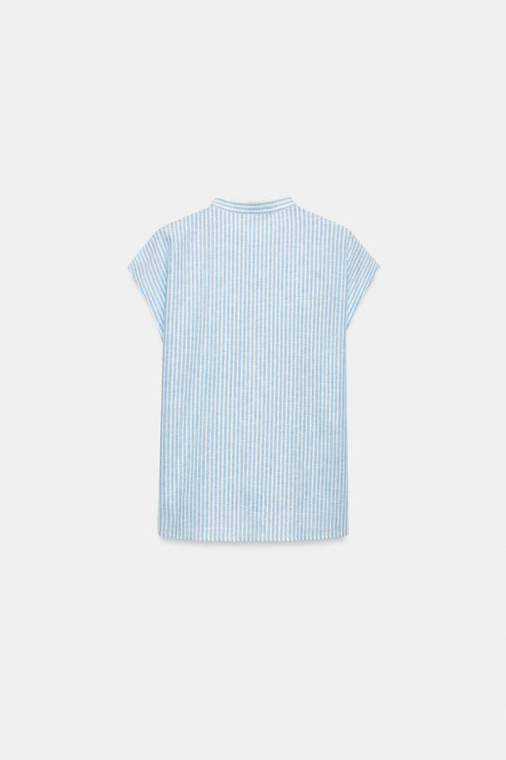 ZARA БЛУЗА В ПОЛОСКУ С БЛЕСТЯЩЕЙ НИТЬЮ И ЗАВЯЗКАМИ, СИНИЙ/БЕЛЫЙ