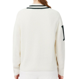 Женская теннисная толстовка Lacoste Badge Accent Wool Blend Golf Cardigan - white/green