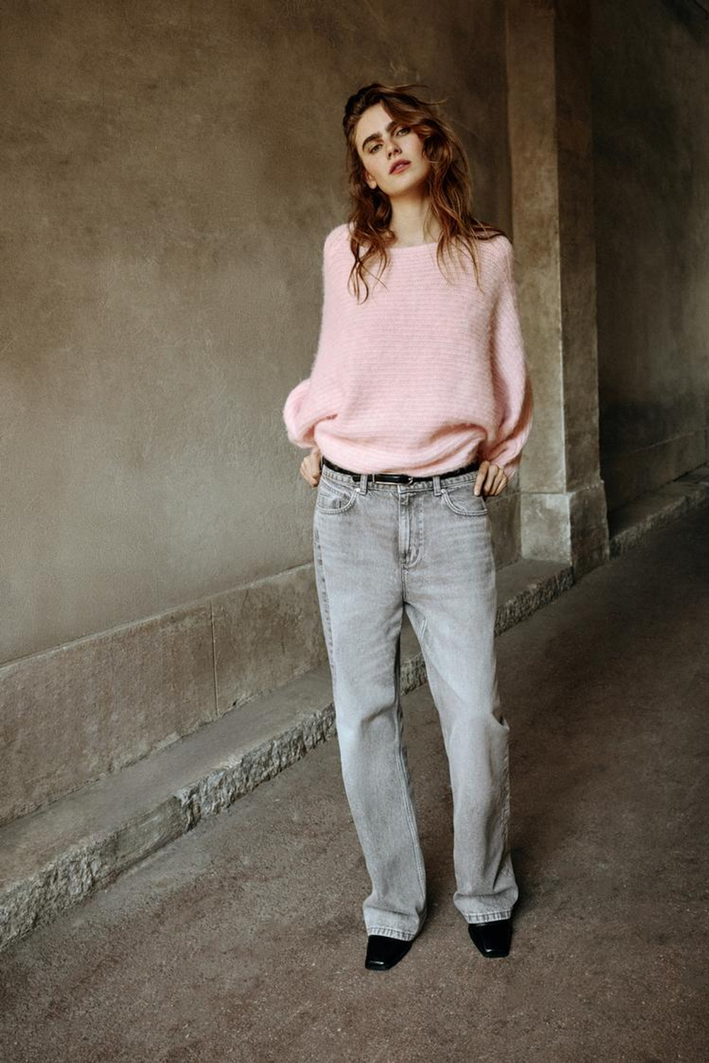 ZARA СВИТЕР С ОБЪЕМНЫМИ РУКАВАМИ, ЦВЕТ РОЗОВОГО ДЕРЕВА