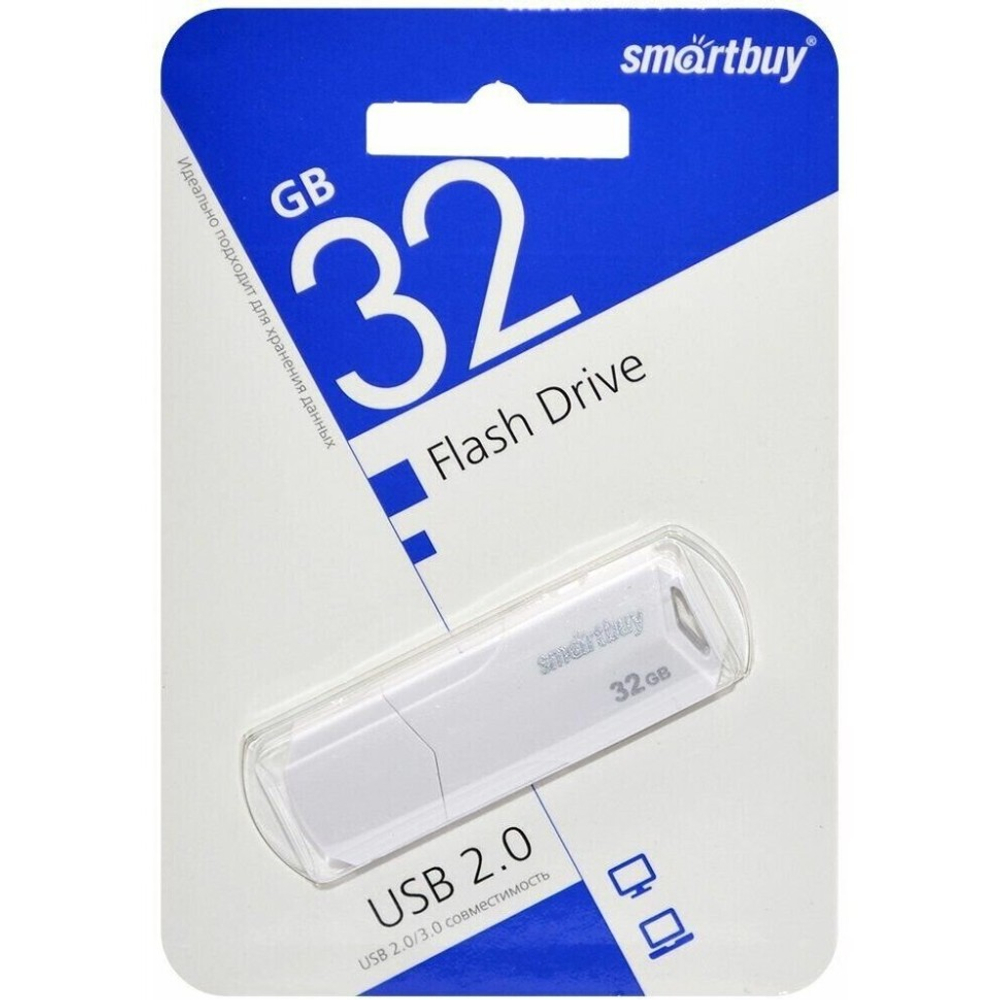 3.1 USB флеш накопитель SmartBuy 32GB CLUE White (SB32GBCLU-W3)
