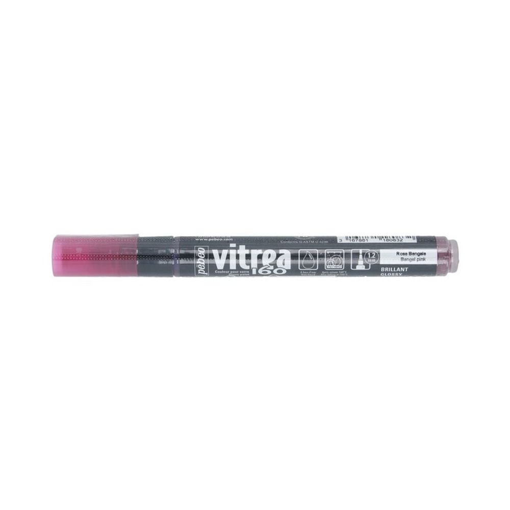 Маркер по стеклу Vitrea 160 глянцевый 1.2 мм, перо круглое, 6 шт, 118083 бенгальская роза, Pebeo