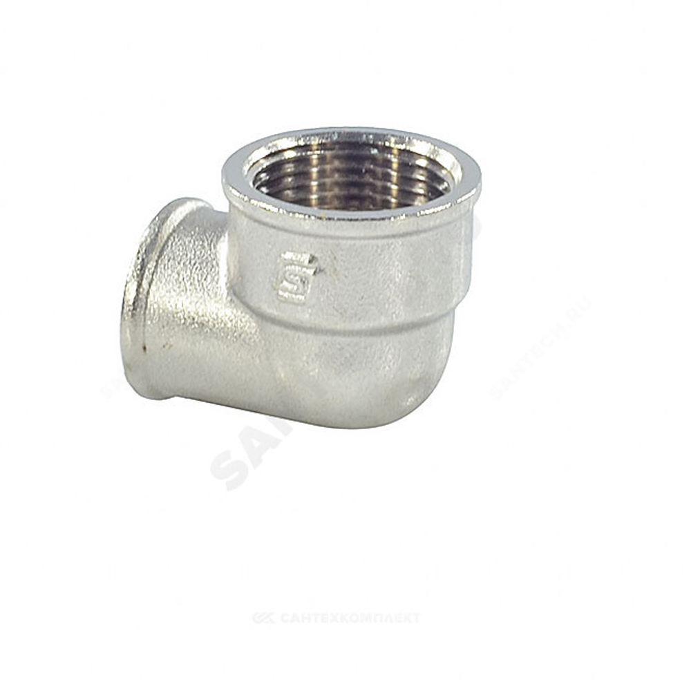 Угольник латунь никель переходной Ду 20х15 (3/4"х1/2") ВР/ВР SantechSystems