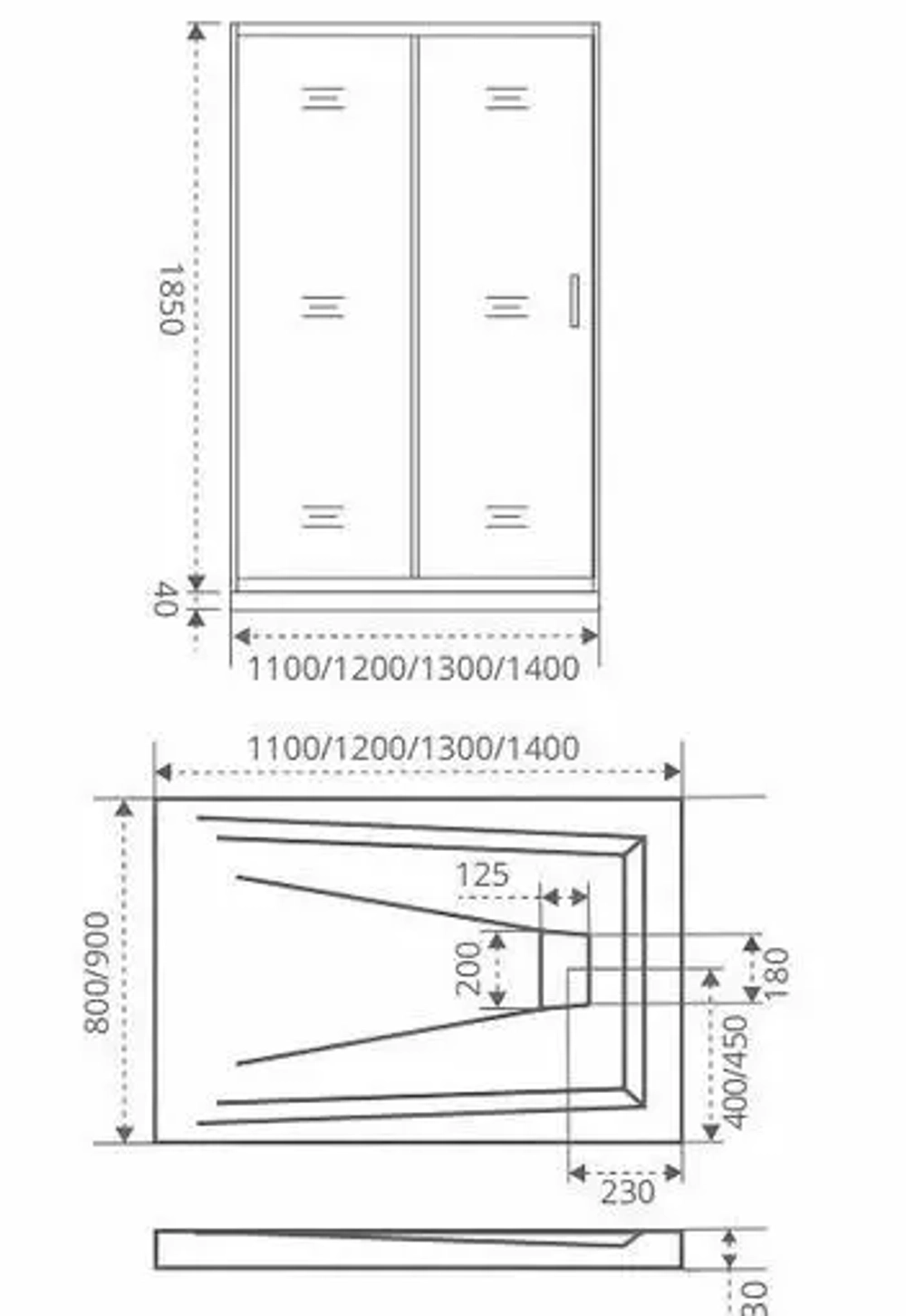 Душевая дверь в нишу Bas Infinity WTW-120-G-CH 120*185 с поддоном 3см