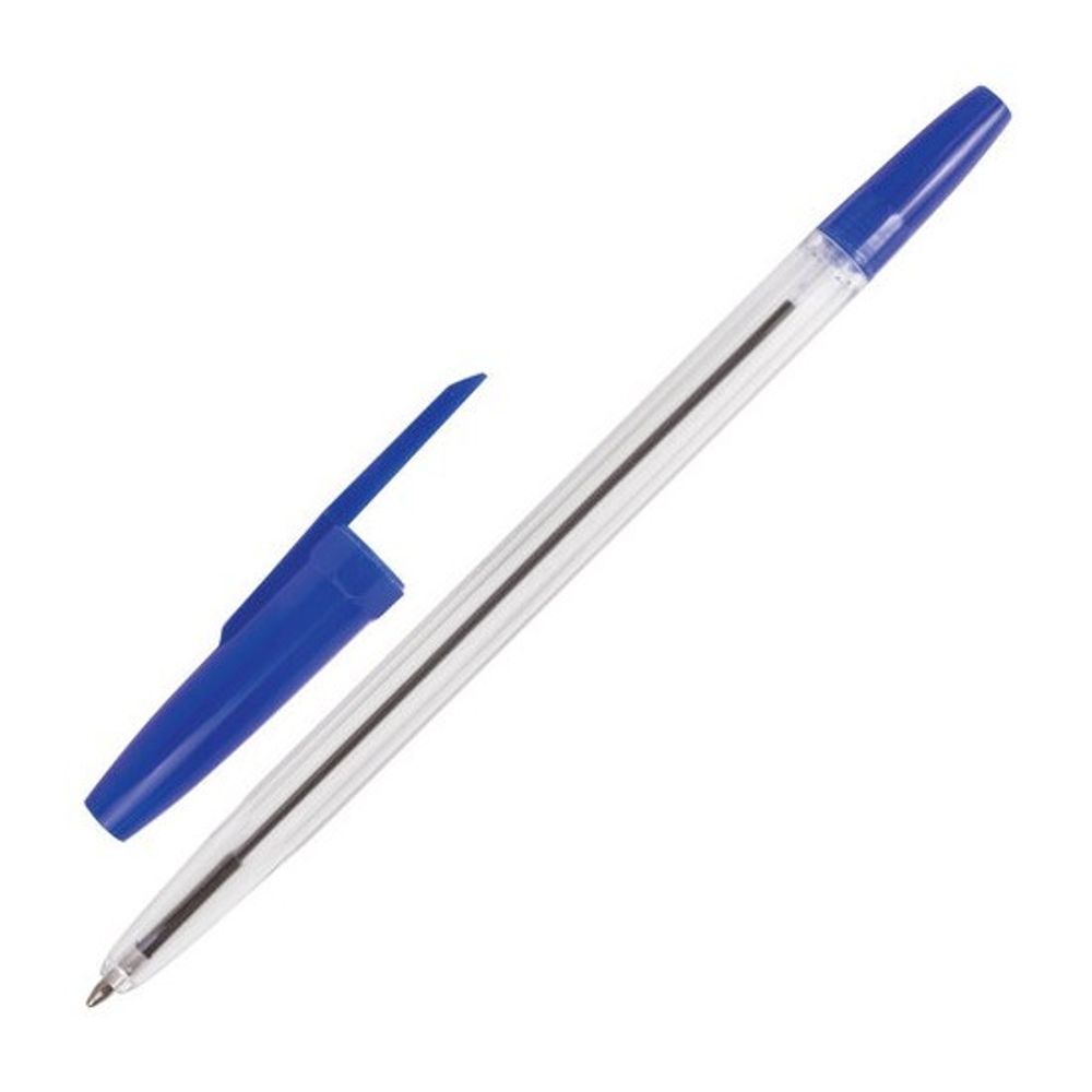 Ручка шариковая Brauberg Line синяя, 1.0мм, прозрачный корпус