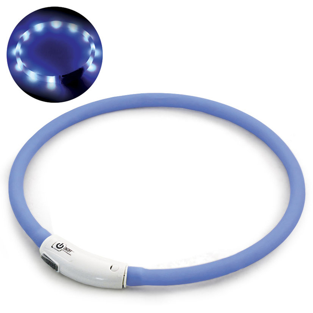 Ошейник светодиодный "Шнурок" S (заряжается от USB), синий, 10*500мм, серия NIGHT CITY, Triol
