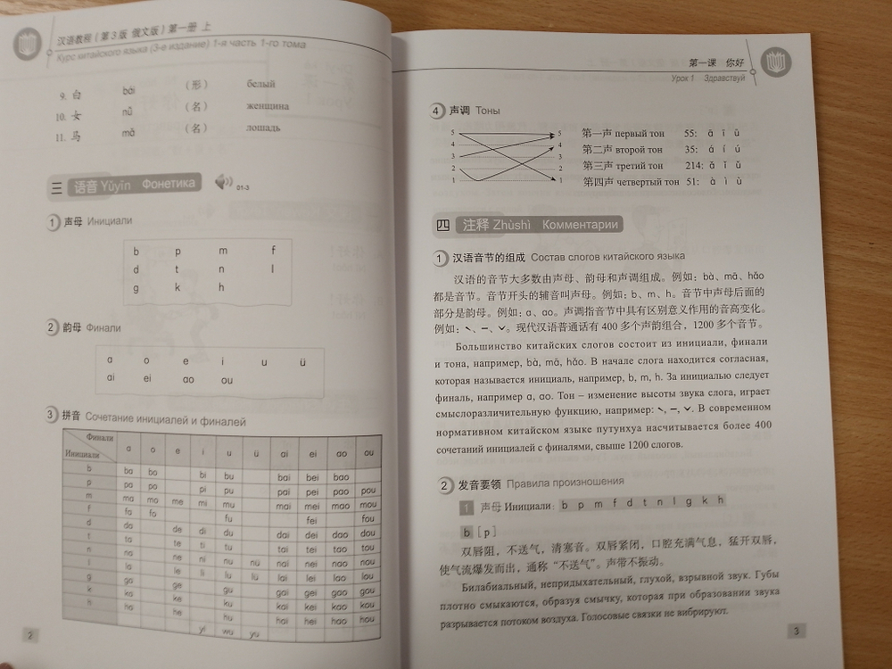 Chinese Course (Russian 3 Edition) Курс китайского языка, 1-я часть 1-го тома (3-е издание, Русская версия)SB 1A