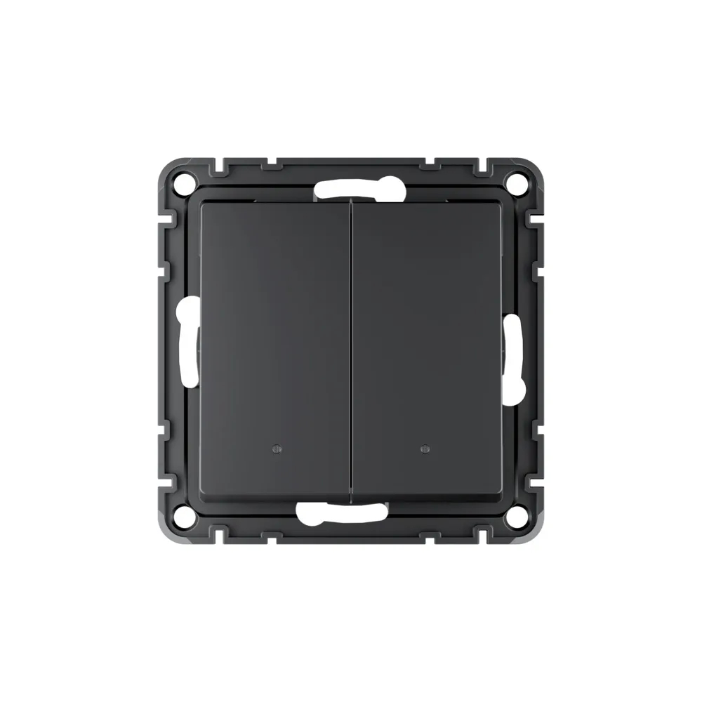ATLASDESIGN SMART 2-кл. ВЫКЛЮЧАТЕЛЬ с подсв., Zigbee, сх.5, L+N, 10А, мех., КАРБОН