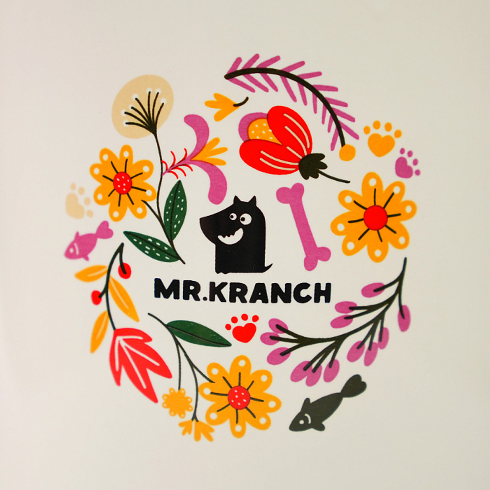 Бокс Mr.Kranch керамический для хранения корма для собак Цветы Прованса 1900 мл розовый