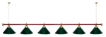 Лампа STARTBILLIARDS 6 пл. (плафоны зеленые,штанга золотая,фурнитура золото)