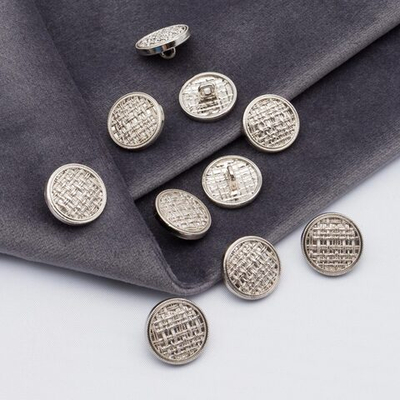 Пуговицы металл на ножке 24L=15 мм, Silver (серебристый), 10 шт, MP06
