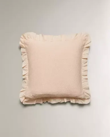 ZARA HOME ДЕТСКАЯ НАВОЛОЧКА С РЮШАМИ, РОЗОВЫЙ