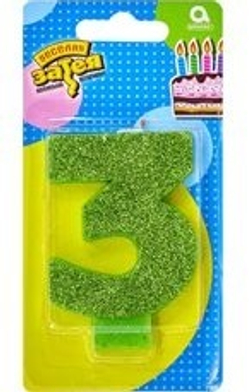 Свечи-цифры "Разноцветные блёстки" 8 см (от 0 до 9)