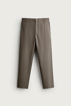 ZARA БРЮКИ SLIM FIT COMFORT, СЕРО-КОРИЧНЕВЫЙ
