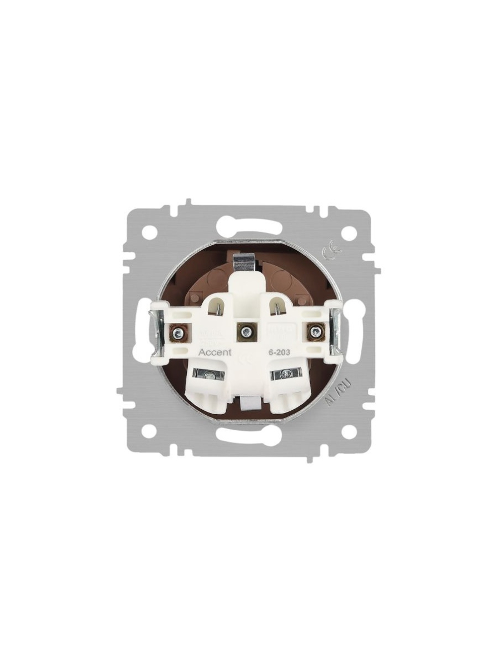 Розетка 1-м СП Accent 6-203-01 16А IP20 250В 2P+E Schuko с крышкой AL/CU бел. Intro Б0063709