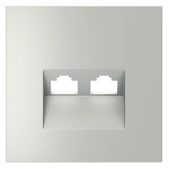 Накладка для розетки компьютерной двойной RJ45+RJ45 Voltum S70 Сталь VLS001405