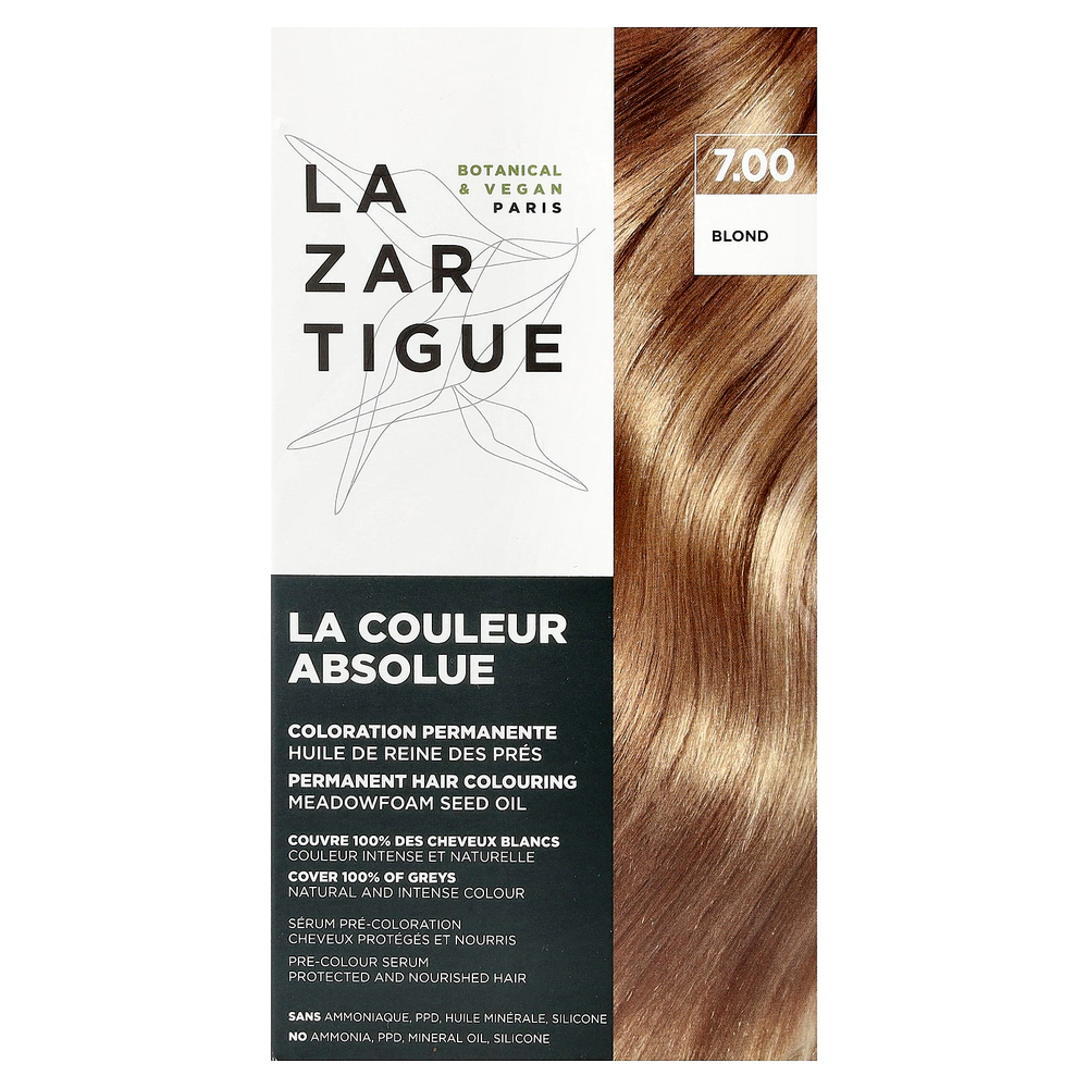 Lazartigue, Стойкая краска для волос с растительными экстрактами, 7.00 для блонда, 1 нанесение