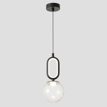 Подвесной светильник LED 10W 4000К CATKIN SP1.1 чёрный/прозрачный кракелюр Crystal Lux