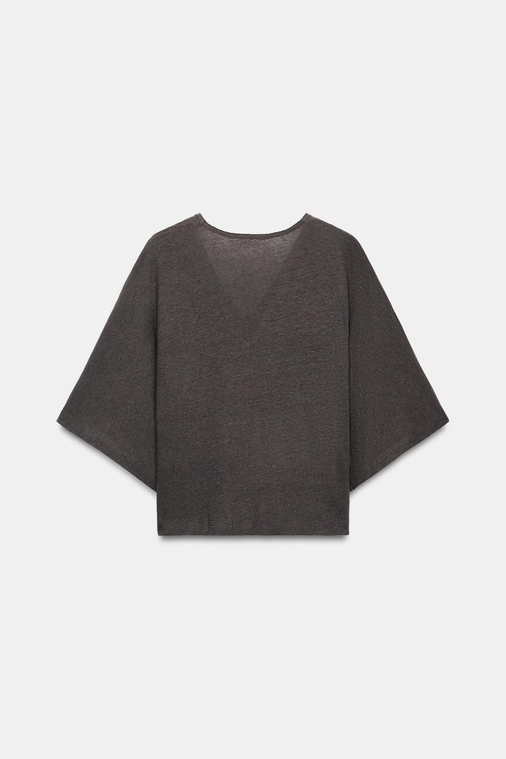 ФУТБОЛКА ИЗ СМЕСОВОГО ЛЬНА С V-ОБРАЗНЫМ ВЫРЕЗОМ — ZARA