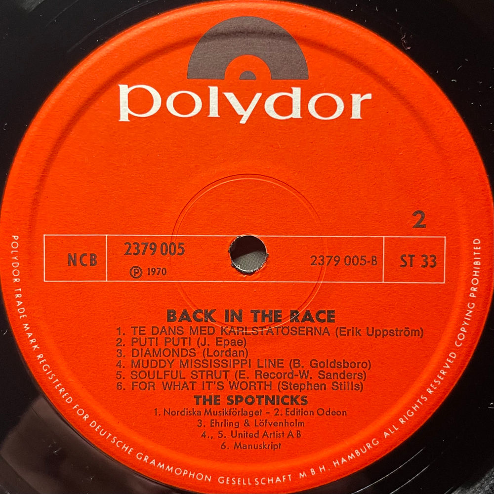 The Spotnicks ‎– Back In The Race (Швеция 1970г.)