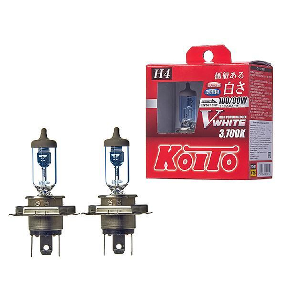 Лампа KOITO высокотемпературная Whitebeam H4 12V 60/55W (100/90W) (3700K) комплект 2шт