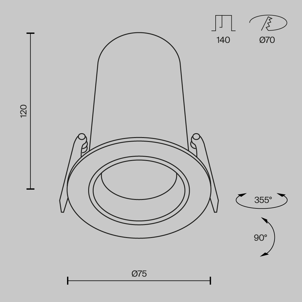 Встраиваемый светодиодный светильник Maytoni FOCUS LED DL125-L12-3K-B