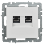 BRITE Розетка двойная RJ11+RJ45 кат.5E РК/Т12-БрБ белый IEK
