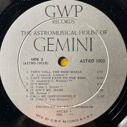 Винтажная виниловая пластинка LP The Astromusical House Of Gemini (США 1969)