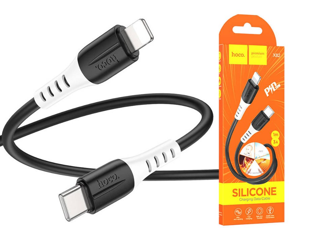 Кабель HOCO X82 Type-C-Lightning PD20W 3А 1м Silicone Black