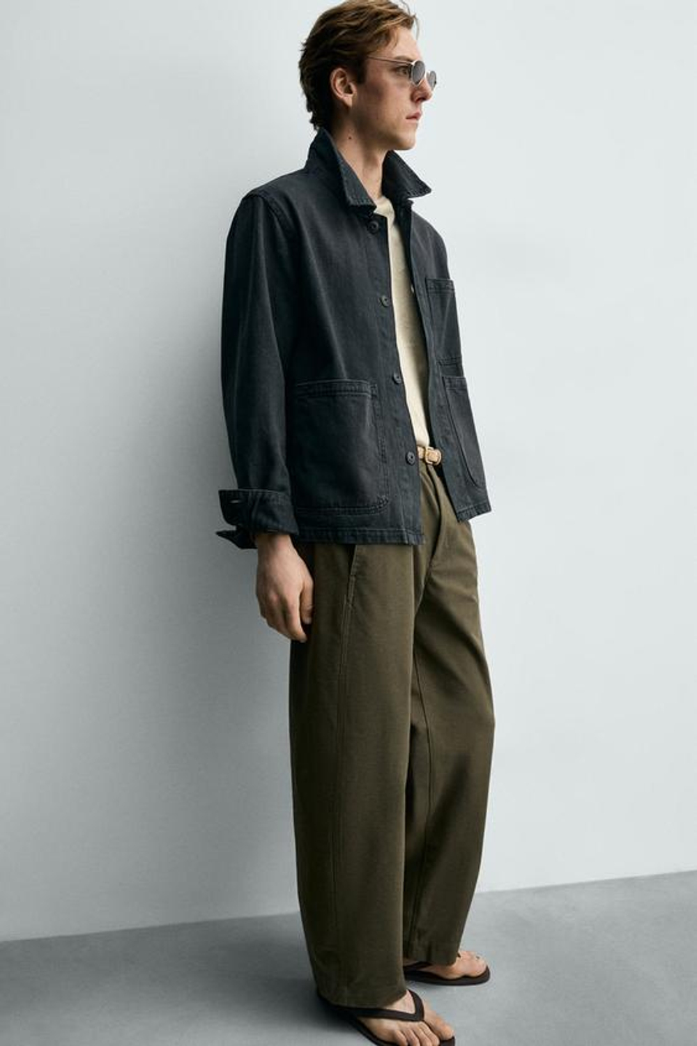 ZARA БРЮКИ BALLOON FIT, ХАКИ