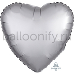 Фольгированная фигура, сердце, 18"/46СМ Сатин Platinum