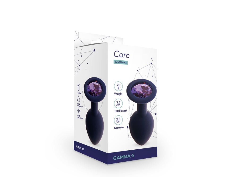 Анальная пробка с кристаллом Gamma, черничный (S)