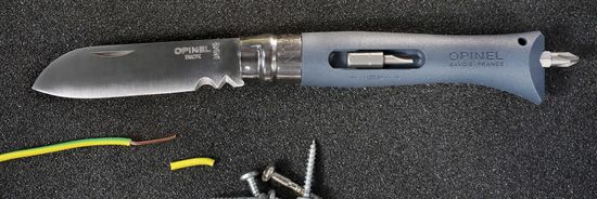 Складной нож Opinel №09 DIY, нержавеющая сталь, сменные биты, серый c клинком из стали Sandvik™ 12С27, рукоять Полиформальдегид POM (пластик)